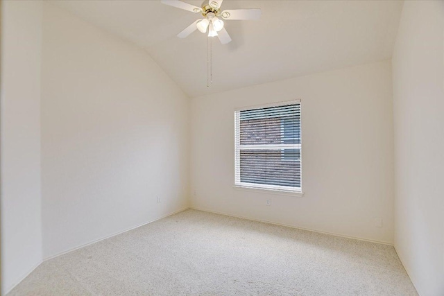10902 Sierra Oaks, Austin, TX 78759 - unfurnished room featuring light carpet, vaulted ceiling, and a ceiling fan