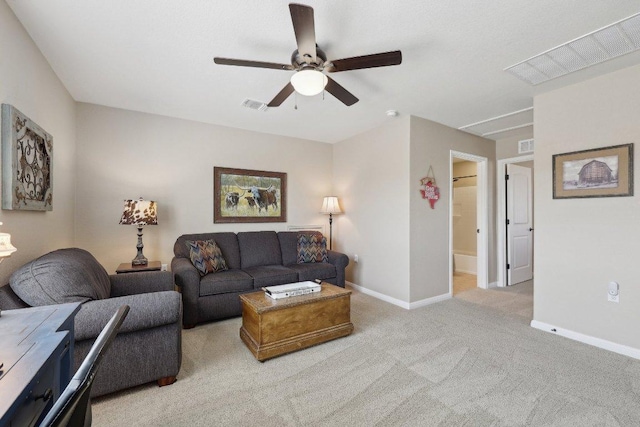709 Kitty Hawk Rd, Georgetown, TX 78633 - carpeted living room featuring ceiling fan and baseboards