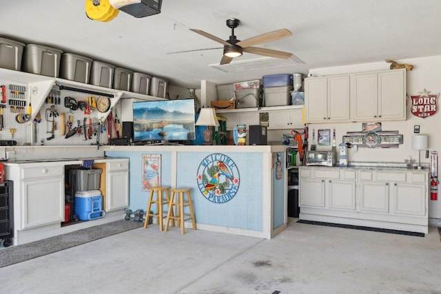709 Kitty Hawk Rd, Georgetown, TX 78633 - garage with ceiling fan and a garage door opener