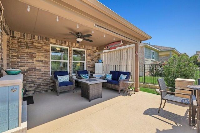 709 Kitty Hawk Rd, Georgetown, TX 78633 - view of patio / terrace with outdoor lounge area and a ceiling fan