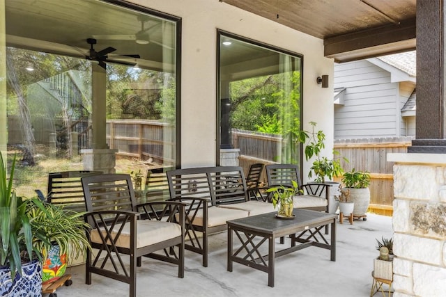2 Basswood Cir, Wimberley, TX 78676 - view of patio / terrace with ceiling fan