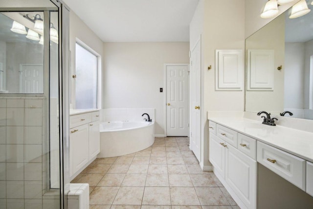 5616 Gorham Glen Ln, Austin, TX 78739 - full bathroom with vanity, a bath, and a shower stall