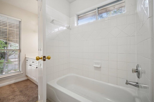 5616 Gorham Glen Ln, Austin, TX 78739 - bathroom with shower / bath combination, baseboards, and vanity