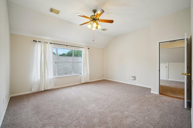5616 Gorham Glen Ln, Austin, TX 78739 - empty room featuring lofted ceiling, carpet flooring, ceiling fan, and baseboards