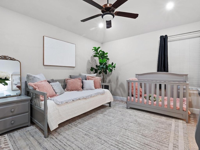 116 Claiborne Lake Ln, Georgetown, TX 78628 - bedroom with a ceiling fan and vaulted ceiling