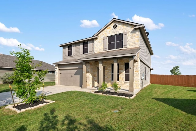 854 Pumpkin Rdg, New Braunfels, TX 78130 - view of front of home featuring stone siding, concrete driveway, and a garage