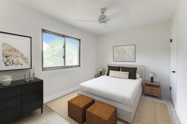 7702 Turquoise Trl, Austin, TX 78749 - bedroom featuring light carpet, baseboards, and ceiling fan