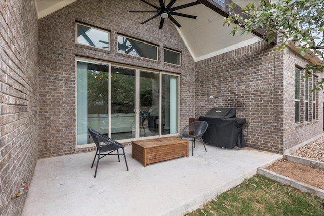 1504 Saddlespur Ln, Leander, TX 78641 - view of patio with grilling area and a ceiling fan