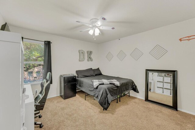 116 Bufflehead, Leander, TX 78641 - bedroom with light colored carpet, ceiling fan, and baseboards