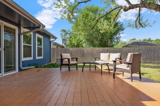 5706 Cherry Park, Austin, TX 78745 - wooden deck featuring outdoor lounge area and a fenced backyard