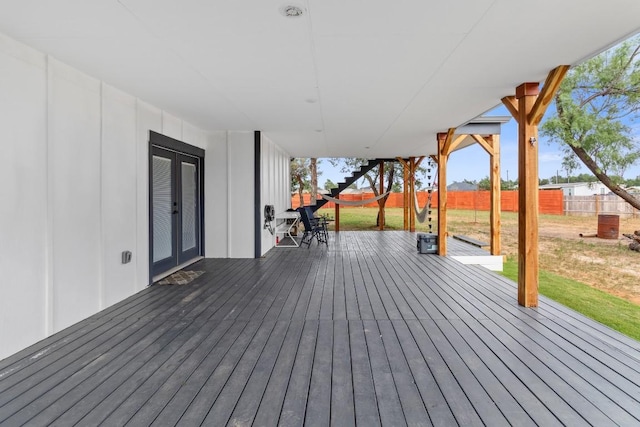 123 Zacate St, Elgin, TX 78621 - wooden terrace with french doors