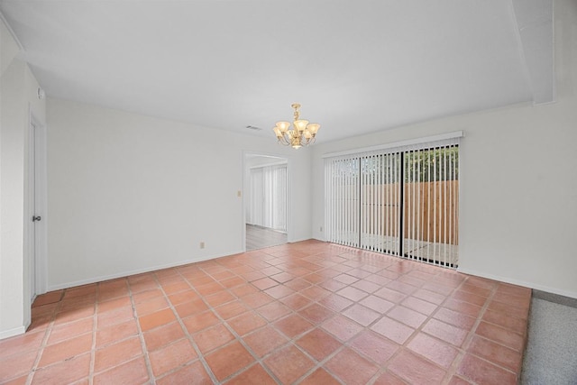 5225 Langwood Dr, Austin, TX 78754 - tiled empty room featuring a chandelier and baseboards