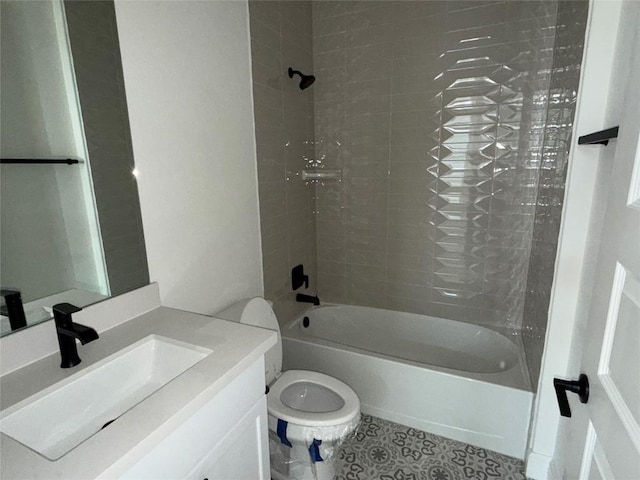 245 Darley Oak Dr, Dripping Springs, TX 78620 - bathroom with shower / bath combination, toilet, vanity, and tile patterned flooring