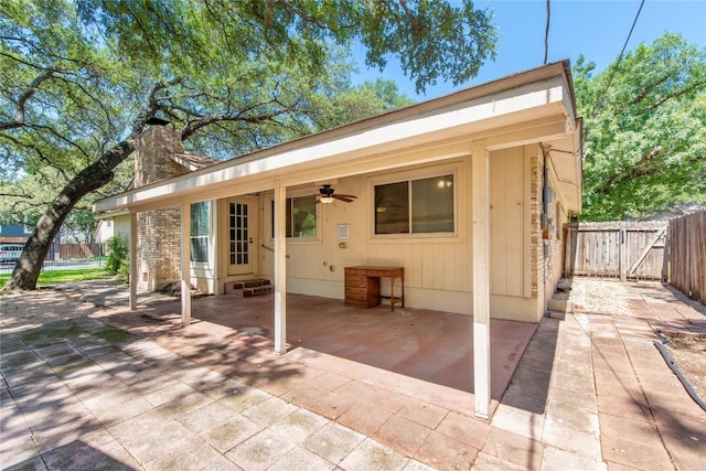 12701 Poquoson Dr, Austin, TX 78727 - view of patio / terrace featuring a ceiling fan, a gate, and entry steps