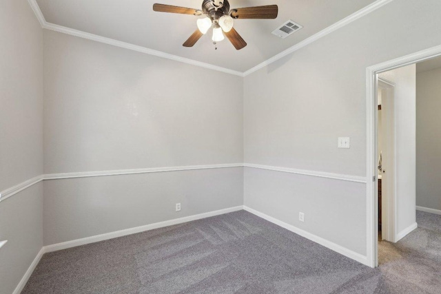 1207 Tricia Cv, Hutto, TX 78634 - unfurnished room featuring carpet, a ceiling fan, baseboards, and crown molding