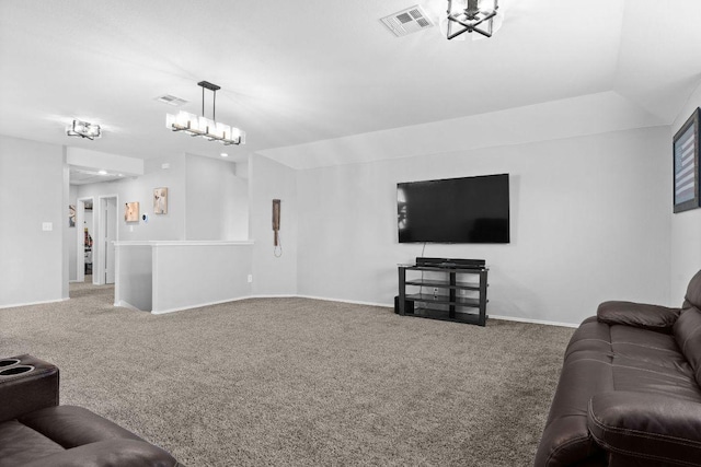 421 Perfect World Loop, Jarrell, TX 76537 - carpeted living area with baseboards and a chandelier