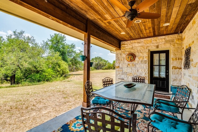 421 Huck Finn Trl, Dripping Springs, TX 78620 - view of patio featuring a ceiling fan and outdoor dining space