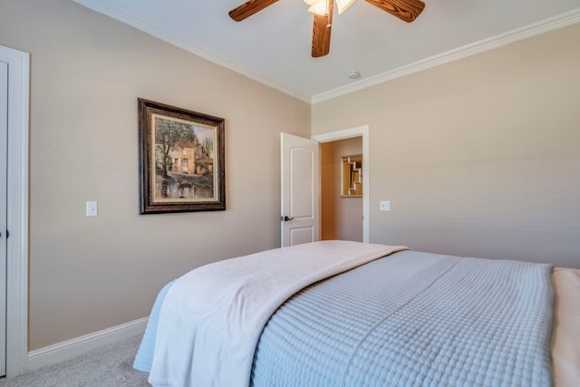 421 Huck Finn Trl, Dripping Springs, TX 78620 - carpeted bedroom featuring crown molding and a ceiling fan