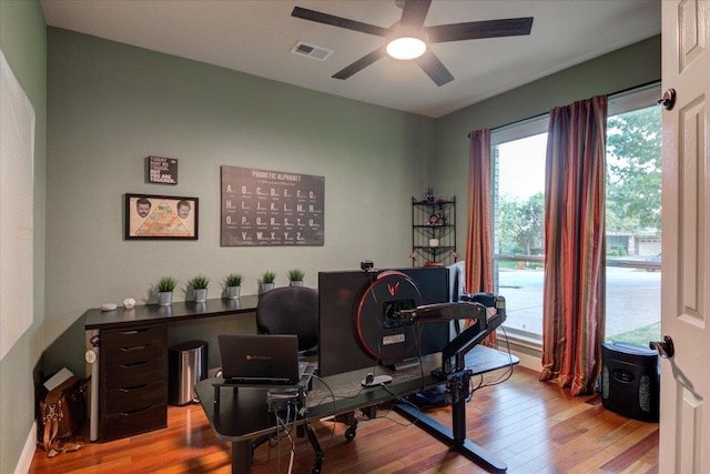 9508 Bully Hill Cv, Austin, TX 78759 - office with wood finished floors and ceiling fan