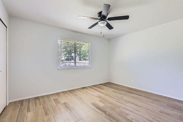 11306 Thorny Brook Trl, Austin, TX 78750 - empty room with light wood-type flooring, a ceiling fan, and baseboards