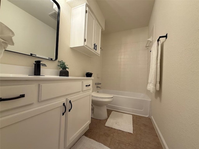 12225 Mosley Ln, Austin, TX 78727 - full bath with vanity, toilet, tile patterned floors, bathtub / shower combination, and baseboards