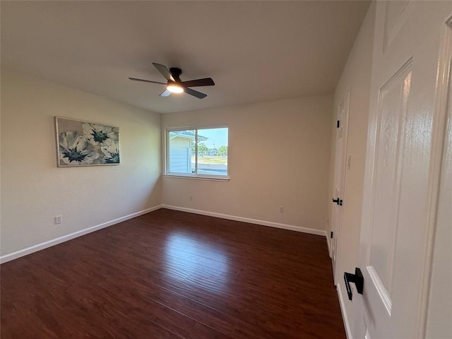 12225 Mosley Ln, Austin, TX 78727 - empty room with ceiling fan, dark wood-type flooring, and baseboards