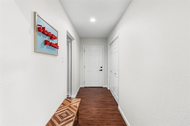 12225 Mosley Ln, Austin, TX 78727 - hallway with dark wood-type flooring and recessed lighting