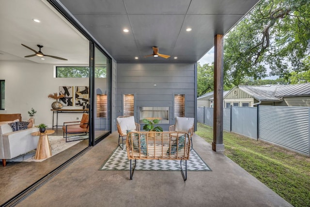 803 Josephine St, Austin, TX 78704 - view of patio with a ceiling fan and an outdoor hangout area