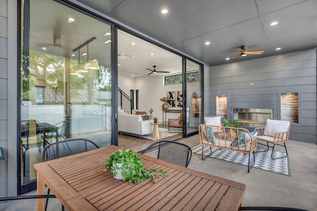 803 Josephine St, Austin, TX 78704 - view of patio / terrace featuring a ceiling fan, an outdoor hangout area, and outdoor dining area
