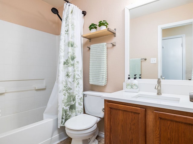 235 Herrera Trl, Hutto, TX 78634 - full bathroom with vanity, toilet, and shower / bath combination with curtain