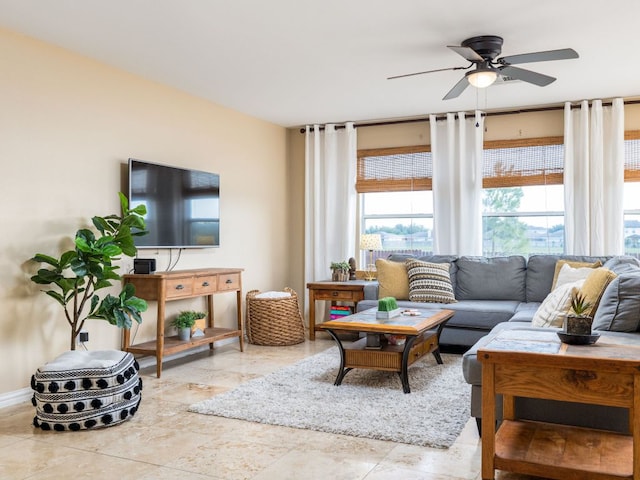 235 Herrera Trl, Hutto, TX 78634 - living area featuring a ceiling fan
