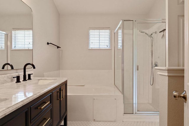 1900 Scofield Ridge Parkway Unit 1703, Austin, TX 78727 - bathroom with a shower stall, vanity, and a bath