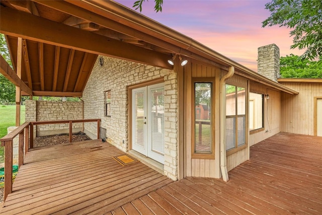 708 Post Oak Dr, Dripping Springs, TX 78620 - deck at dusk with french doors
