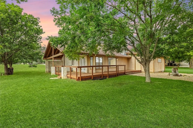 708 Post Oak Dr, Dripping Springs, TX 78620 - rear view of house featuring a yard and a wooden deck