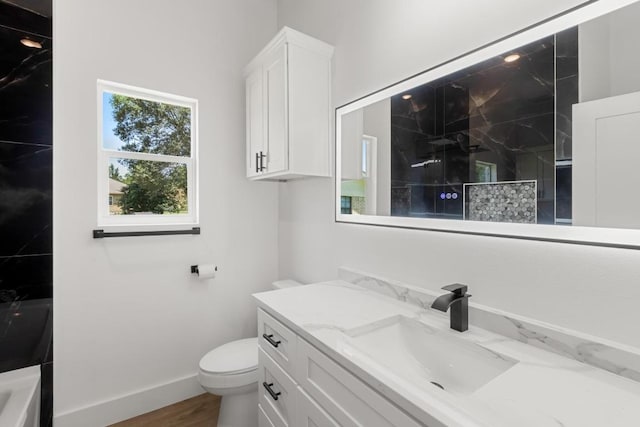 147 Puu Waa Waa Ln, Bastrop, TX 78602 - bathroom featuring vanity, a shower, wood finished floors, and a bath