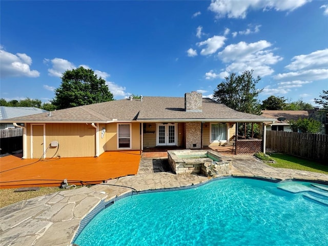 11804 Buckingham Rd, Austin, TX 78759 - view of pool with french doors, a wooden deck, a patio area, and a hot tub