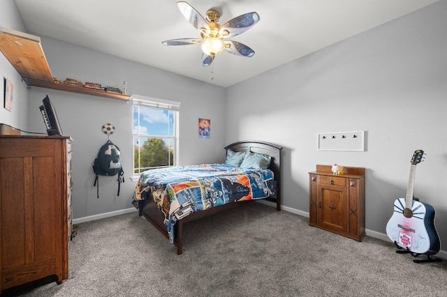 411 Torrington Dr, Austin, TX 78737 - bedroom with carpet flooring, baseboards, and ceiling fan