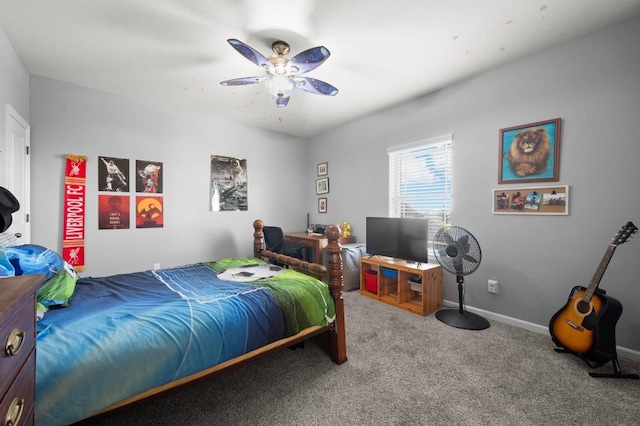 411 Torrington Dr, Austin, TX 78737 - carpeted bedroom featuring a ceiling fan and baseboards