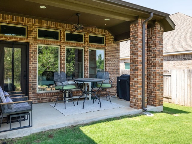 500 Cortona Ln, Georgetown, TX 78628 - view of patio / terrace featuring ceiling fan and a grill