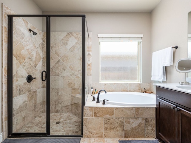 500 Cortona Ln, Georgetown, TX 78628 - full bath featuring a bath, vanity, and a shower stall
