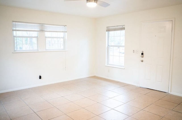 2841 San Gabriel St, Austin, TX 78705 - empty room featuring ceiling fan, light tile patterned floors, and baseboards