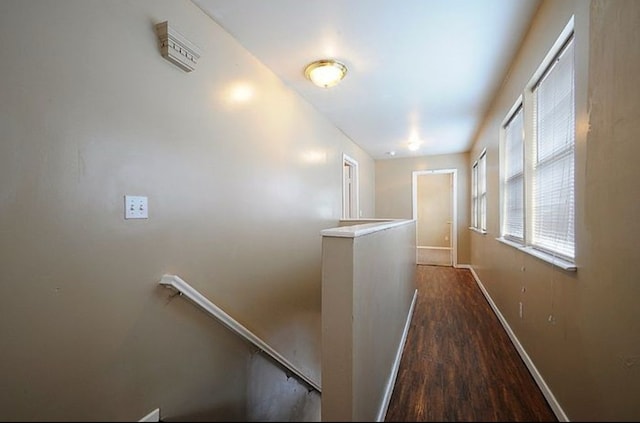 2841 San Gabriel St, Austin, TX 78705 - corridor featuring an upstairs landing, baseboards, and dark wood finished floors
