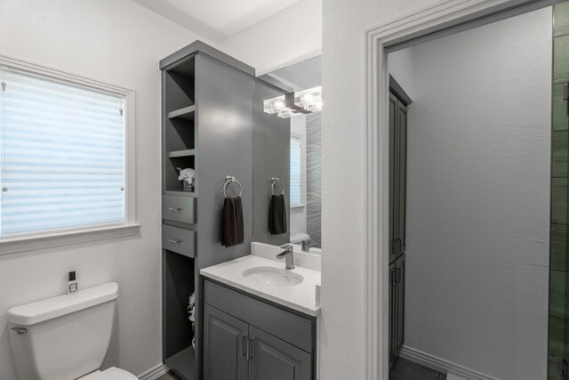 2704 Aurora, Horseshoe Bay, TX 78657 - full bathroom featuring vanity, a shower with shower door, and a chandelier