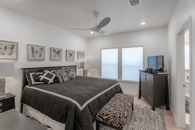2704 Aurora, Horseshoe Bay, TX 78657 - bedroom with multiple windows, a ceiling fan, and recessed lighting