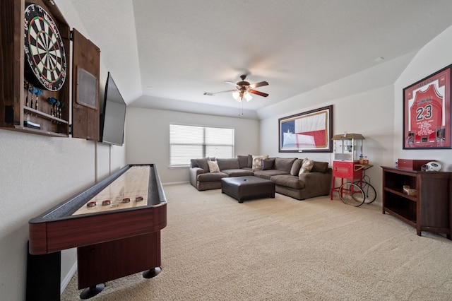 1581 Grassy Field Rd, Austin, TX 78737 - carpeted living room with a ceiling fan