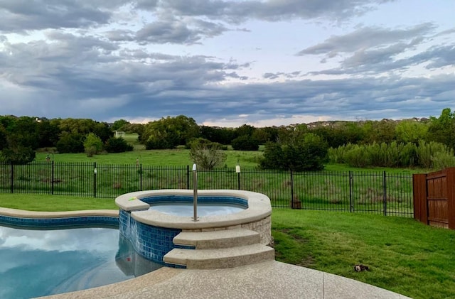 1581 Grassy Field Rd, Austin, TX 78737 - view of swimming pool with a fenced backyard and a pool with connected hot tub