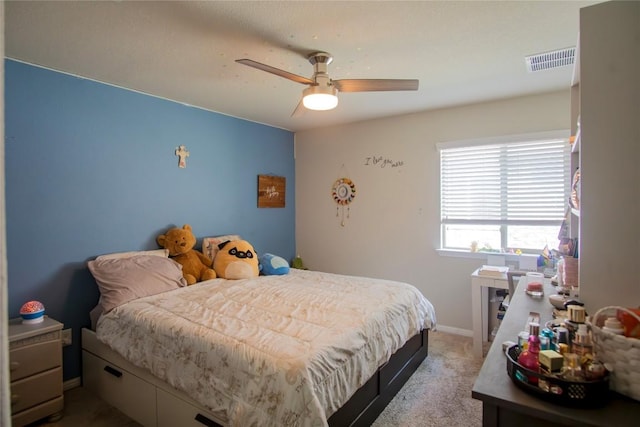 19108 Obed River Dr, Pflugerville, TX 78660 - carpeted bedroom with a ceiling fan and baseboards