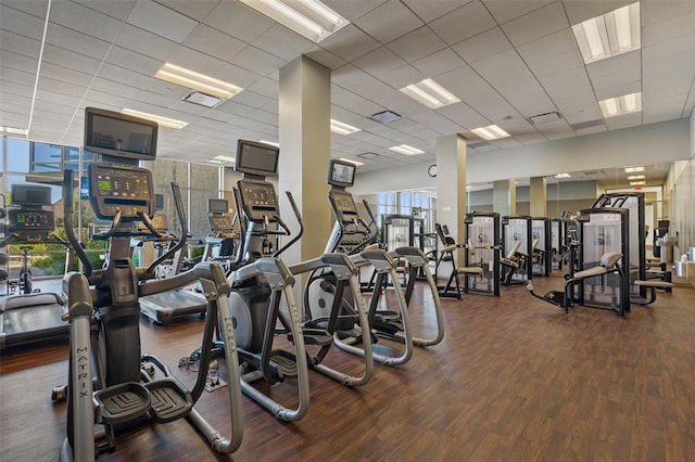 416 Marina Village Cv Unit 416, Austin, TX 78734 - exercise room featuring wood finished floors