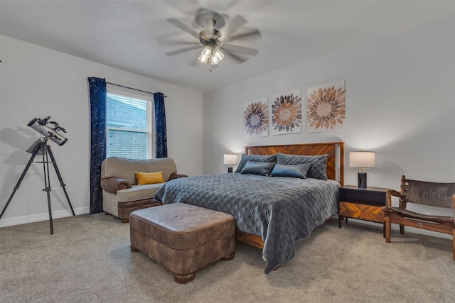 222 Overlook Trl, Copperas Cove, TX 76522 - bedroom with light colored carpet, ceiling fan, and baseboards