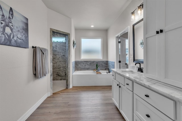 222 Overlook Trl, Copperas Cove, TX 76522 - full bath featuring a garden tub, plenty of natural light, vanity, and walk in shower